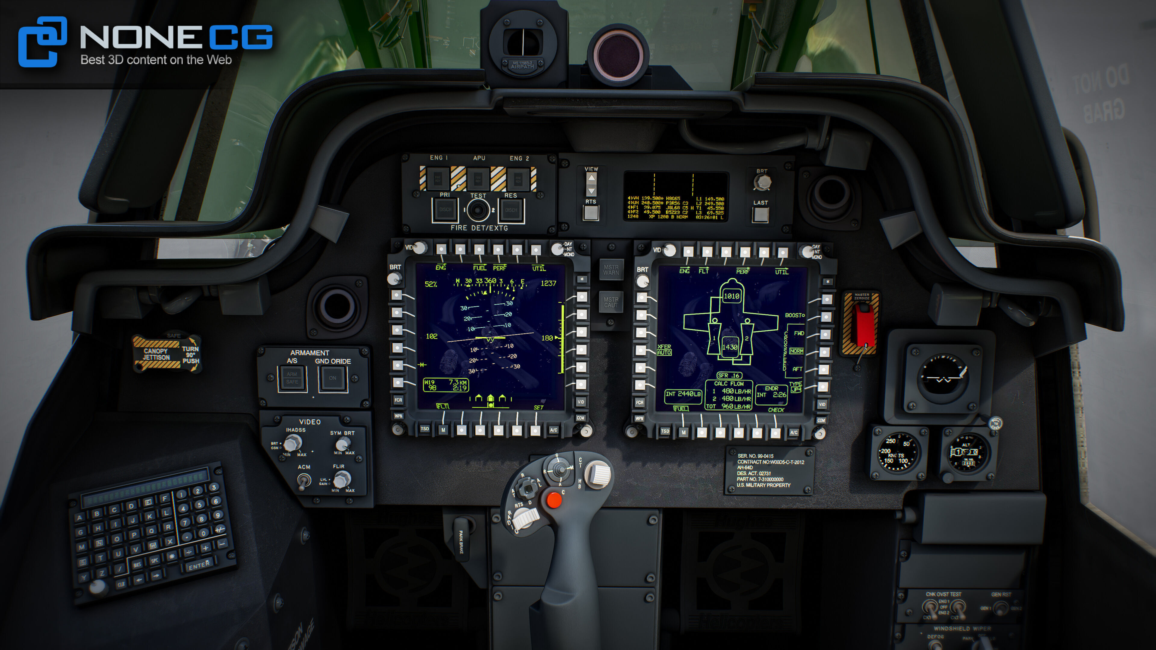 Boeing AH-64D Apache Longbow Attack Helicopter with Cockpit 3D model_31