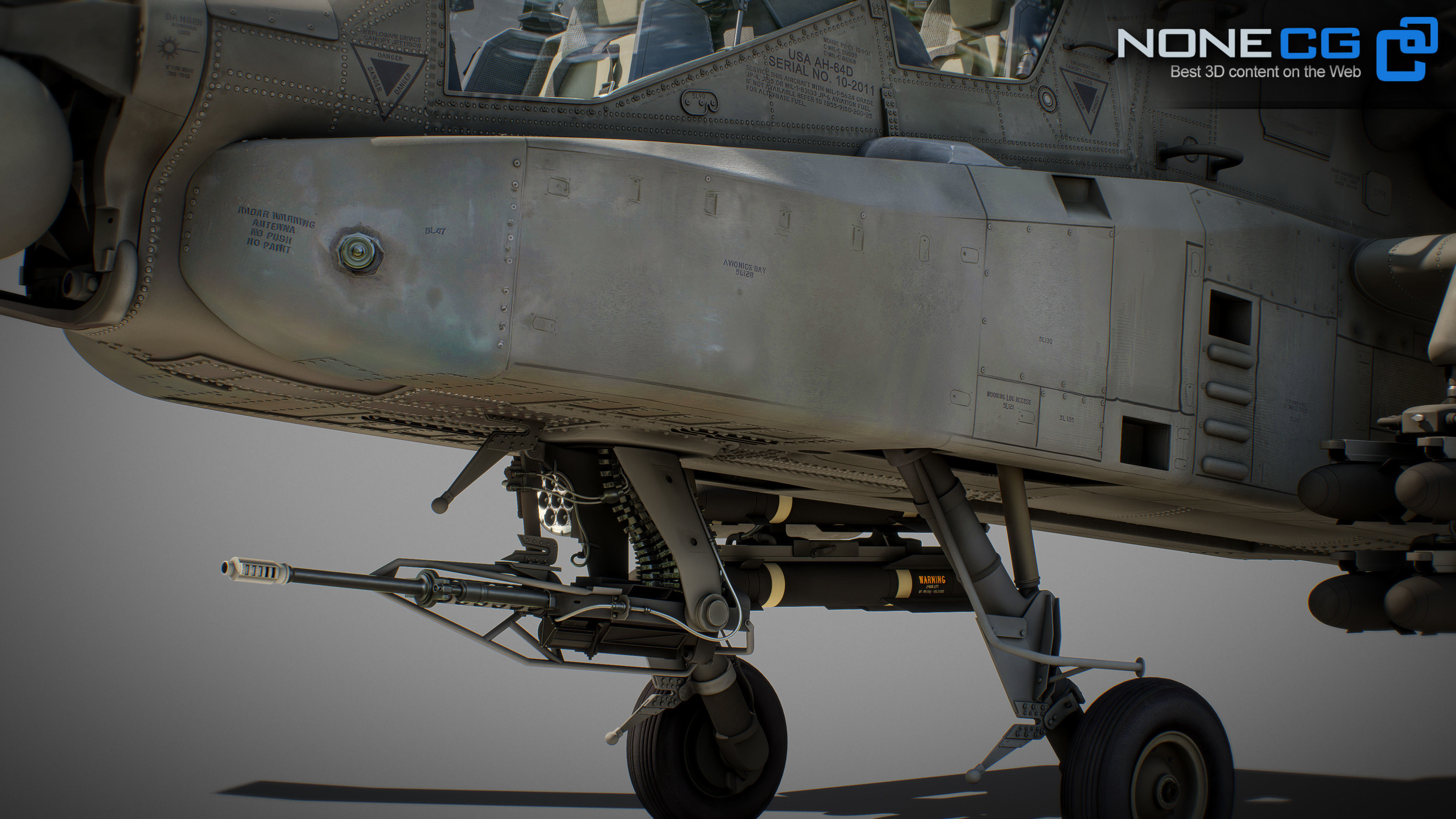 Boeing AH-64D Apache Longbow Attack Helicopter with Cockpit 3D model_39