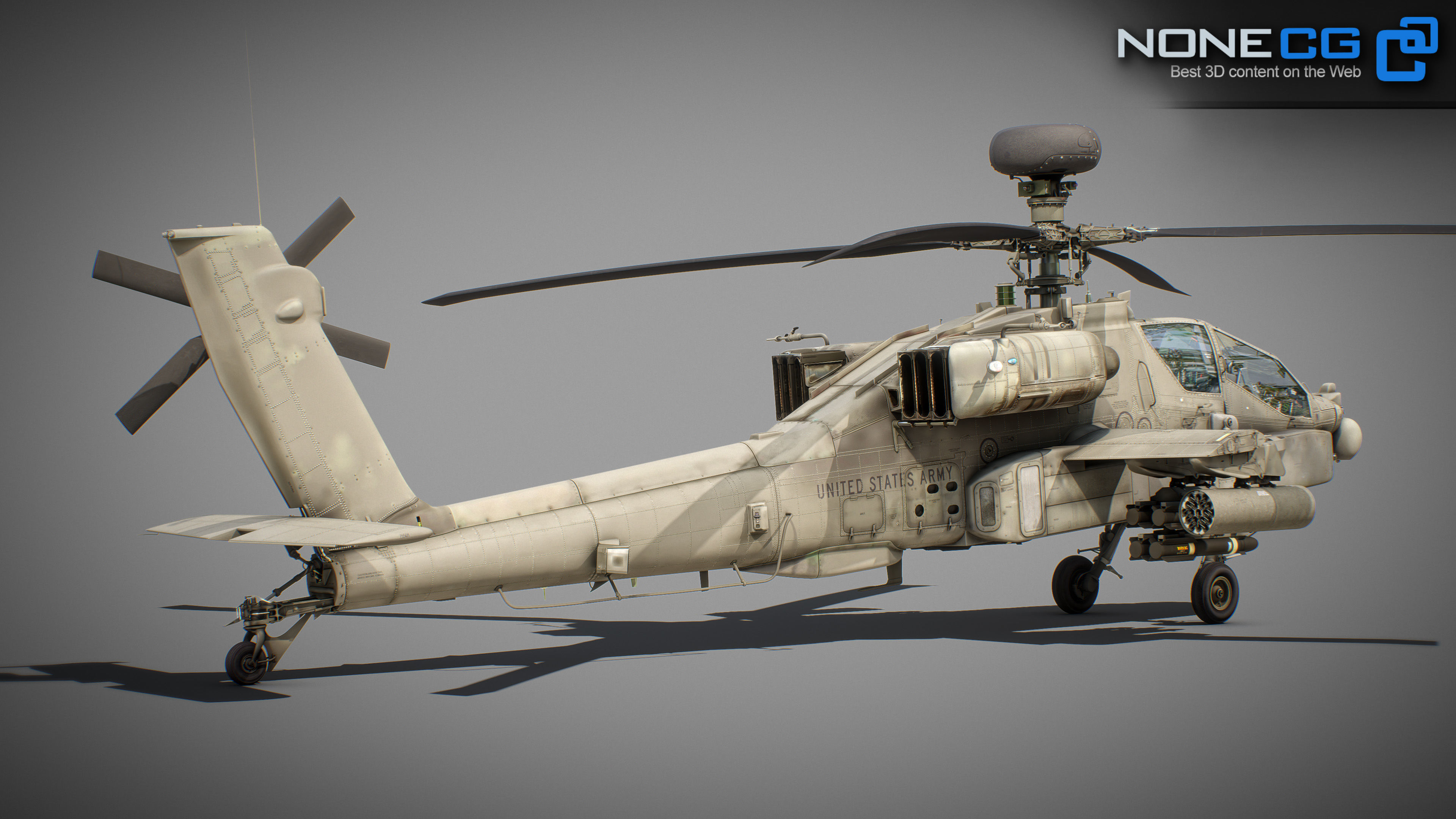 Boeing AH-64D Apache Longbow Attack Helicopter with Cockpit 3D model_34