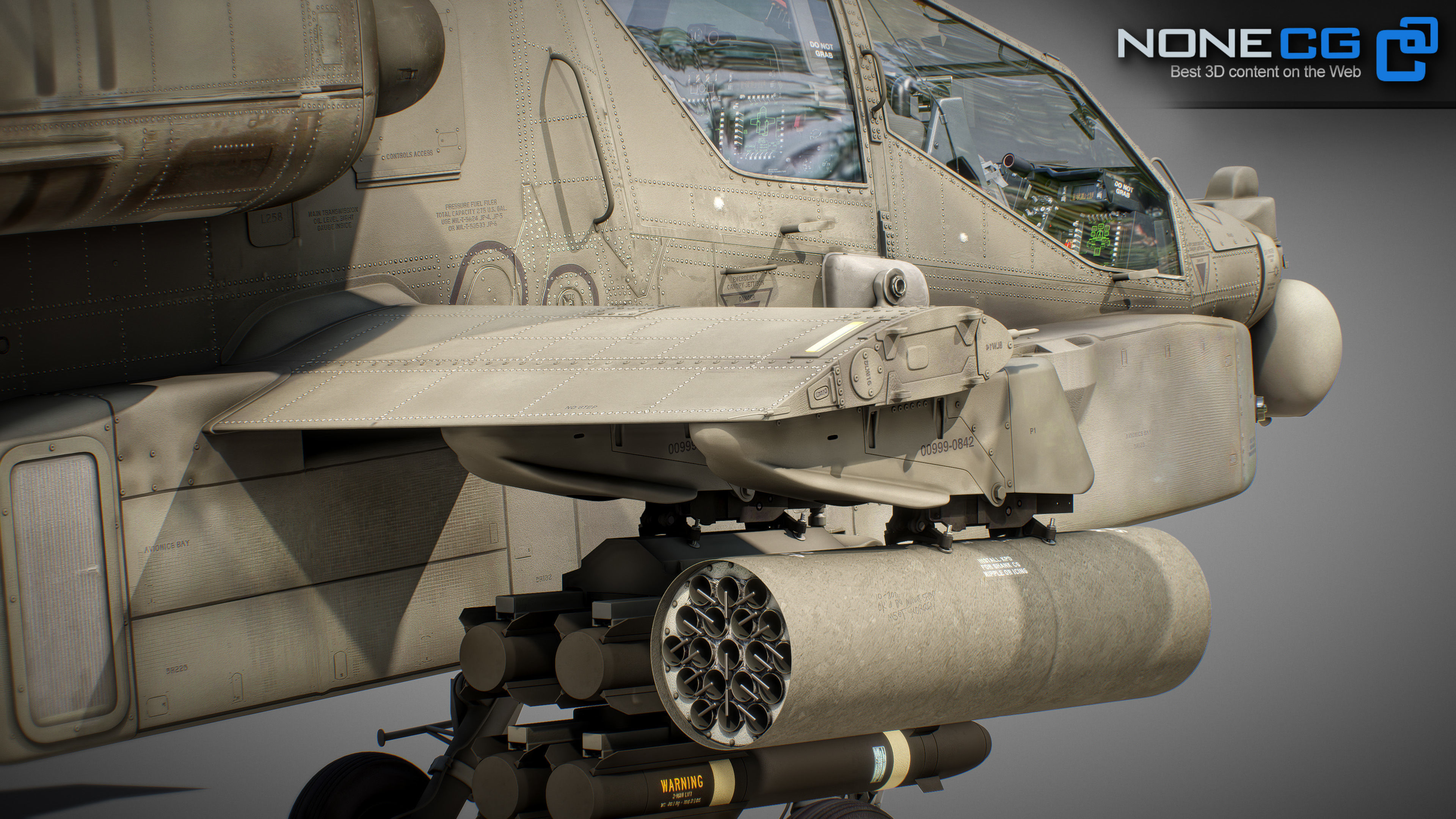 Boeing AH-64D Apache Longbow Attack Helicopter with Cockpit 3D model_65