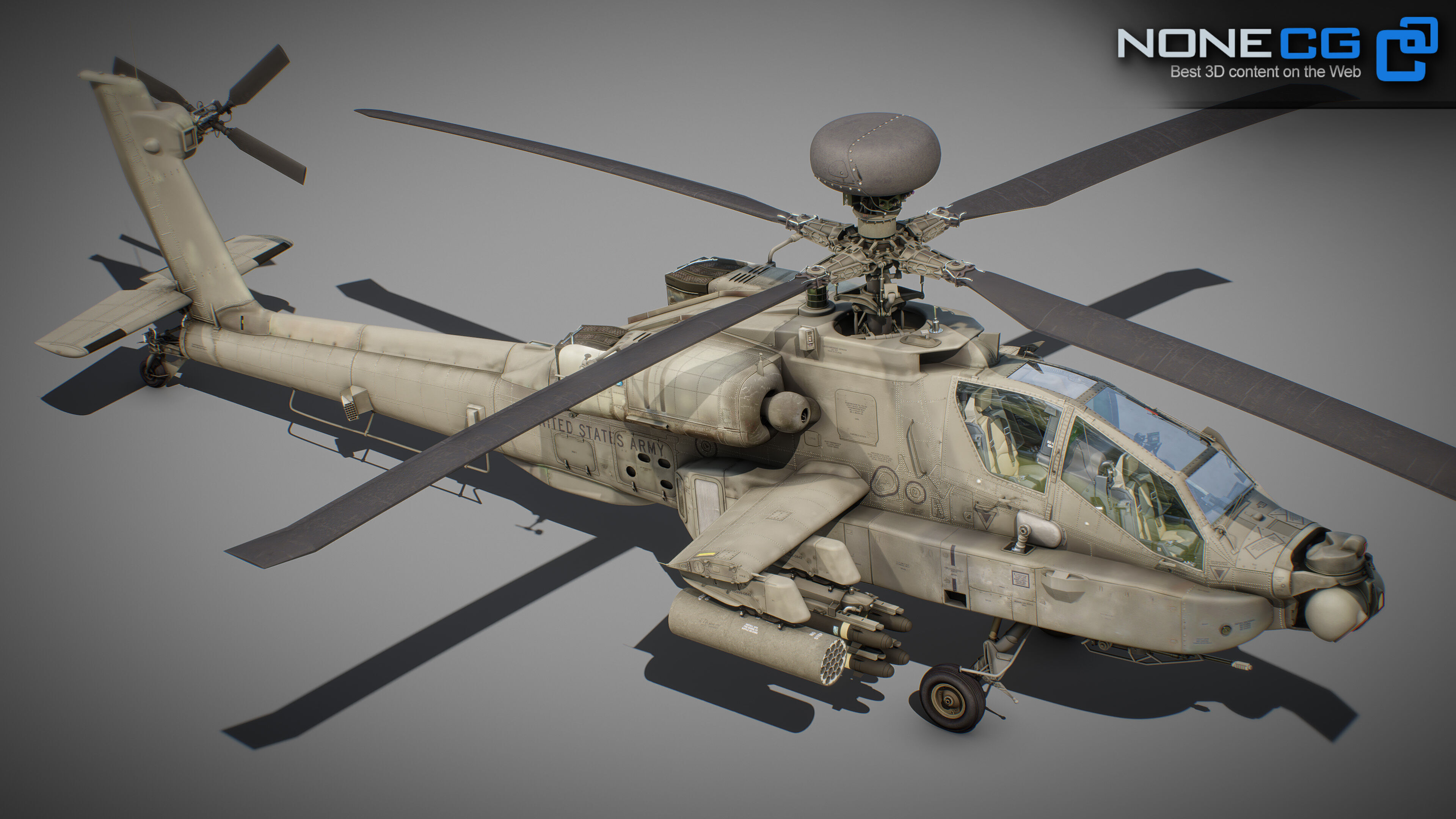 Boeing AH-64D Apache Longbow Attack Helicopter with Cockpit 3D model_43