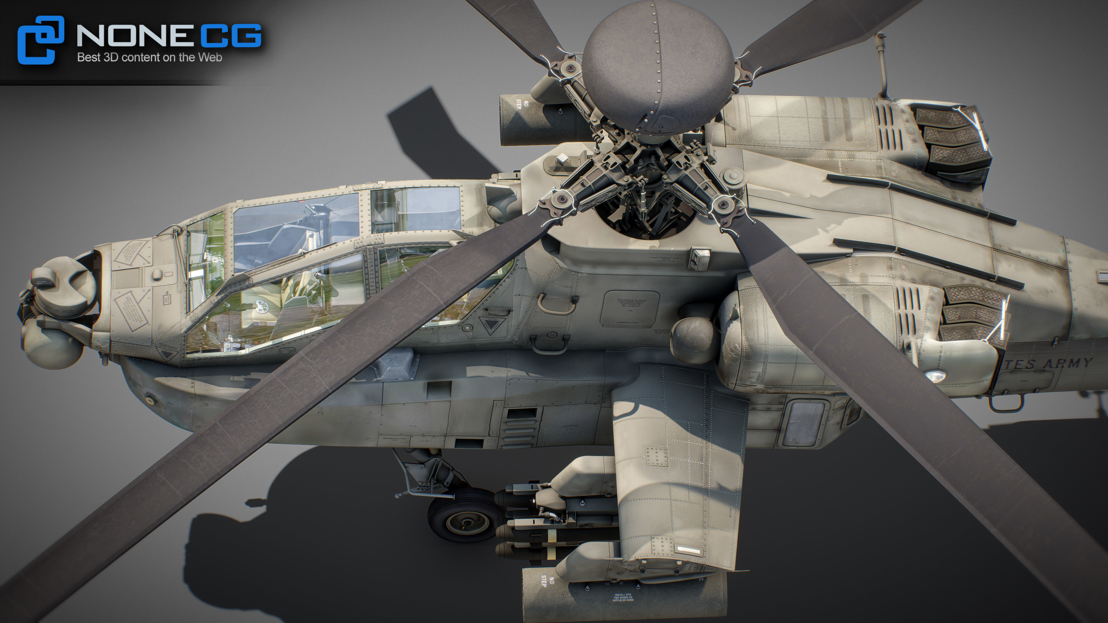 Boeing AH-64D Apache Longbow Attack Helicopter with Cockpit 3D model_59