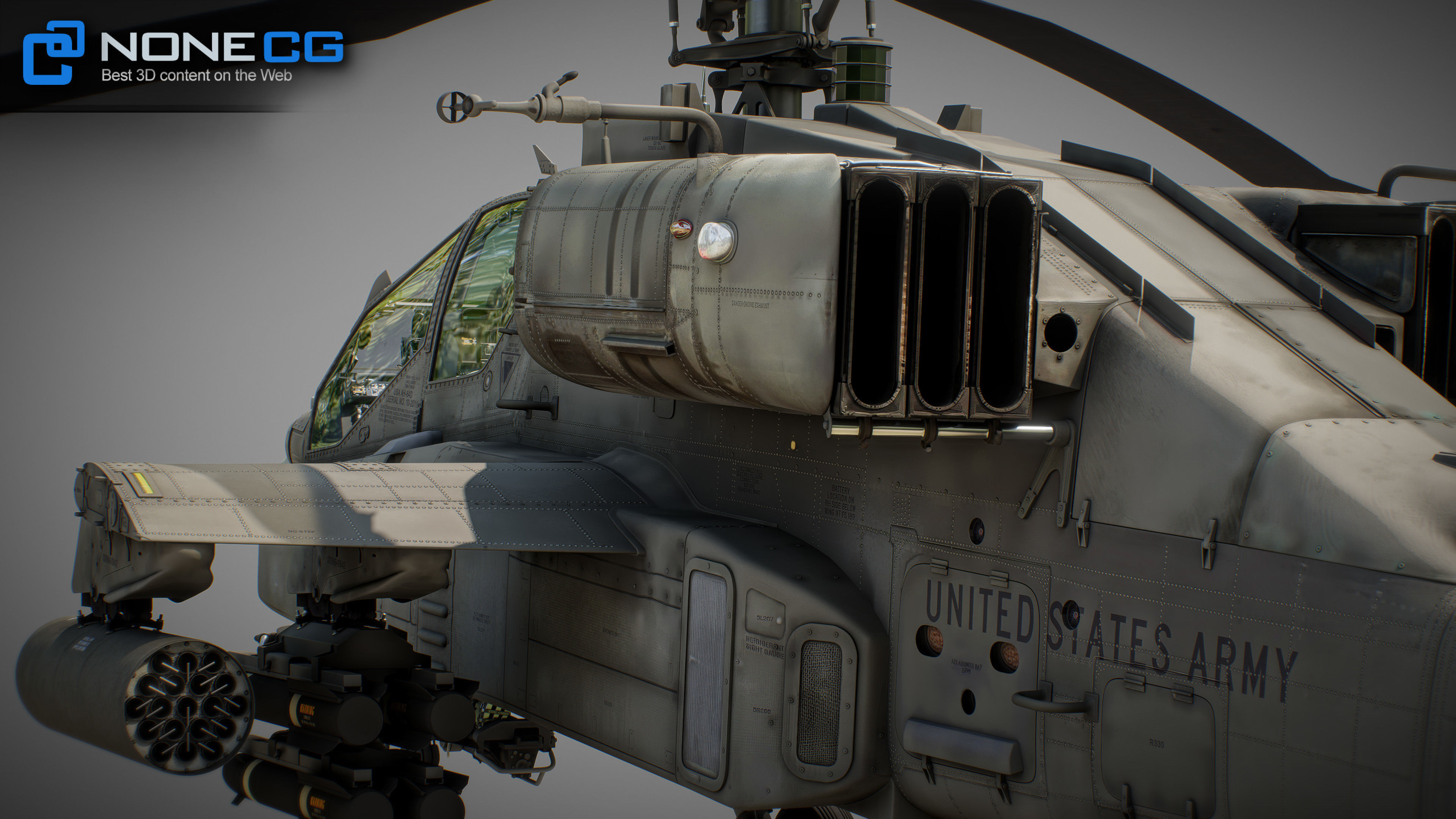 Boeing AH-64D Apache Longbow Attack Helicopter with Cockpit 3D model_60