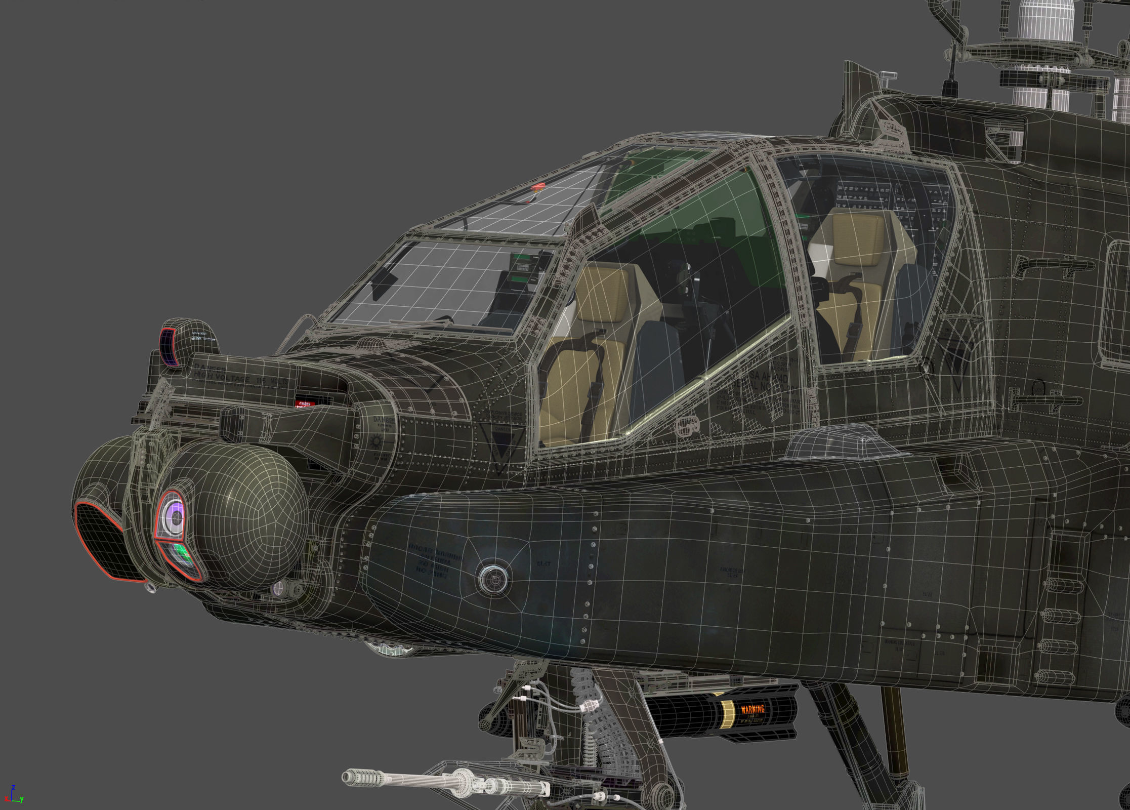 Boeing AH-64D Apache Longbow Attack Helicopter with Cockpit 3D model_42