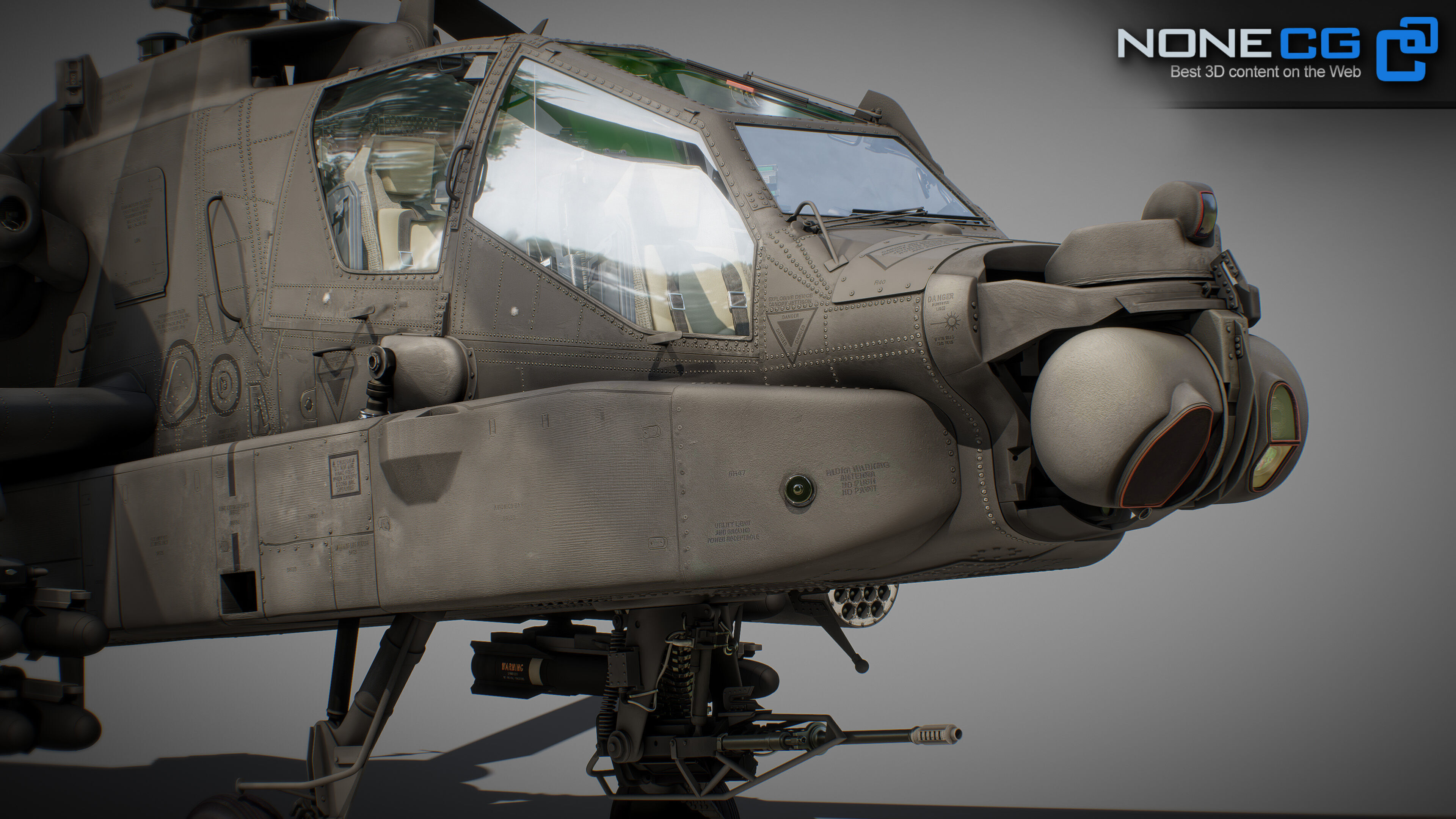 Boeing AH-64D Apache Longbow Attack Helicopter with Cockpit 3D model_4