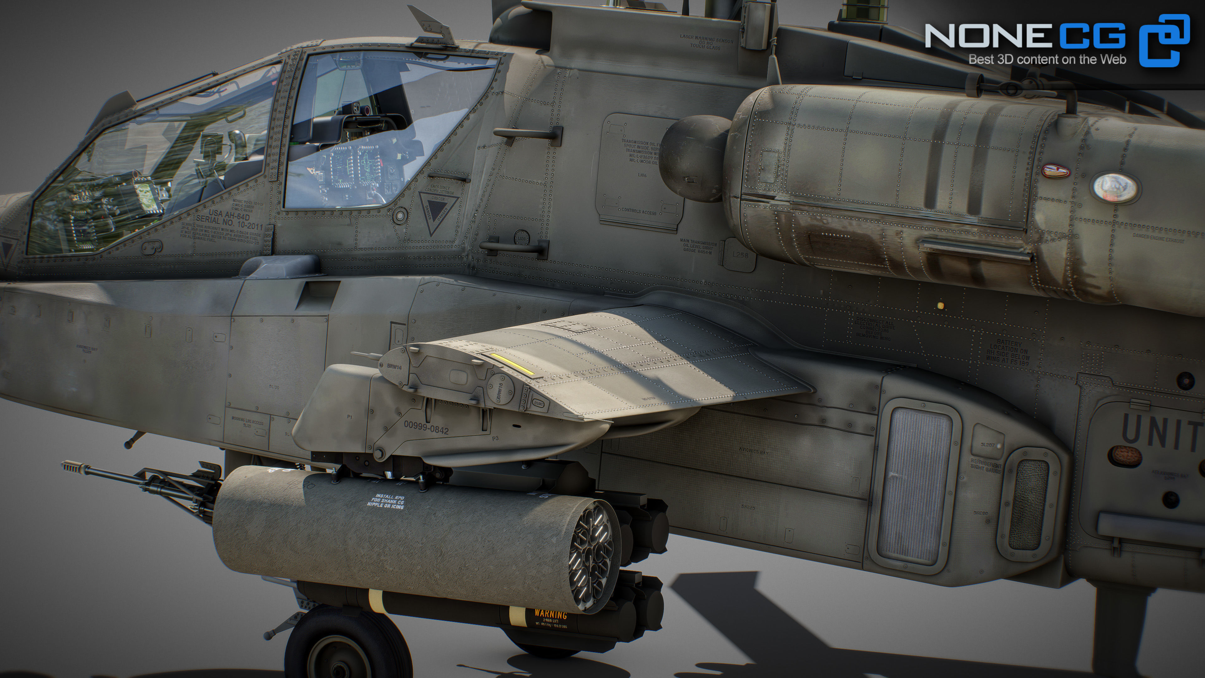 Boeing AH-64D Apache Longbow Attack Helicopter with Cockpit 3D model_30