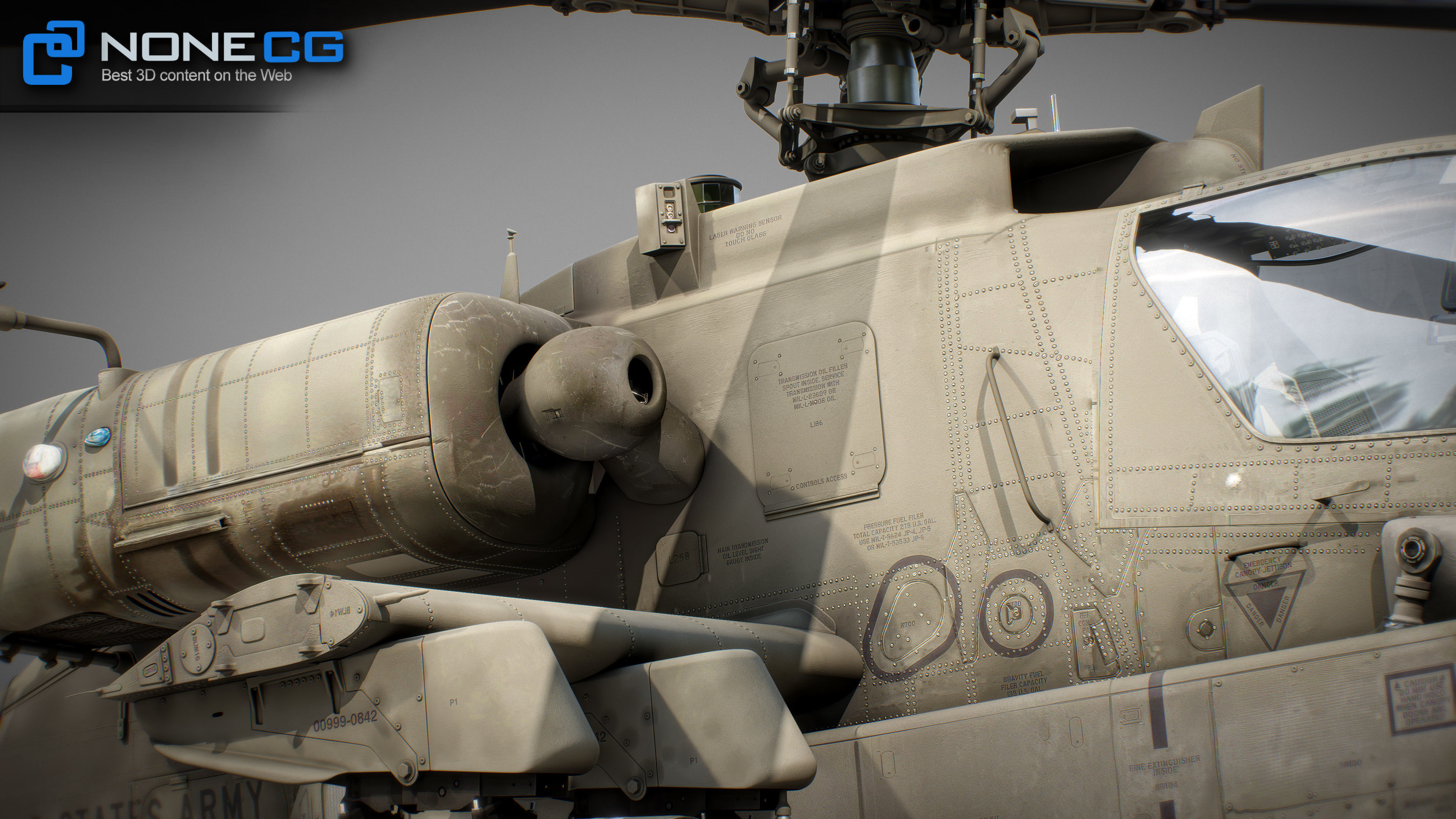 Boeing AH-64D Apache Longbow Attack Helicopter with Cockpit 3D model_20