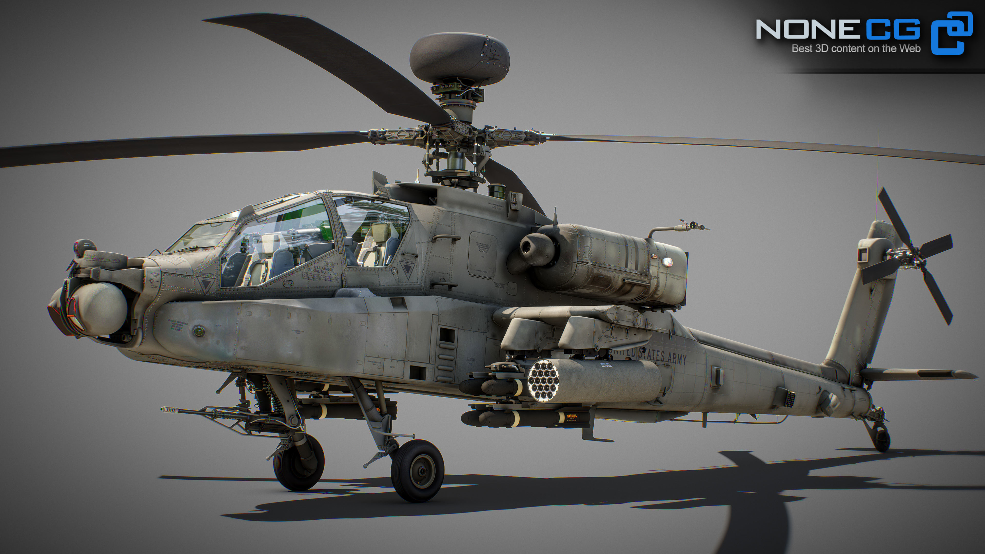 Boeing AH-64D Apache Longbow Attack Helicopter with Cockpit 3D model_2