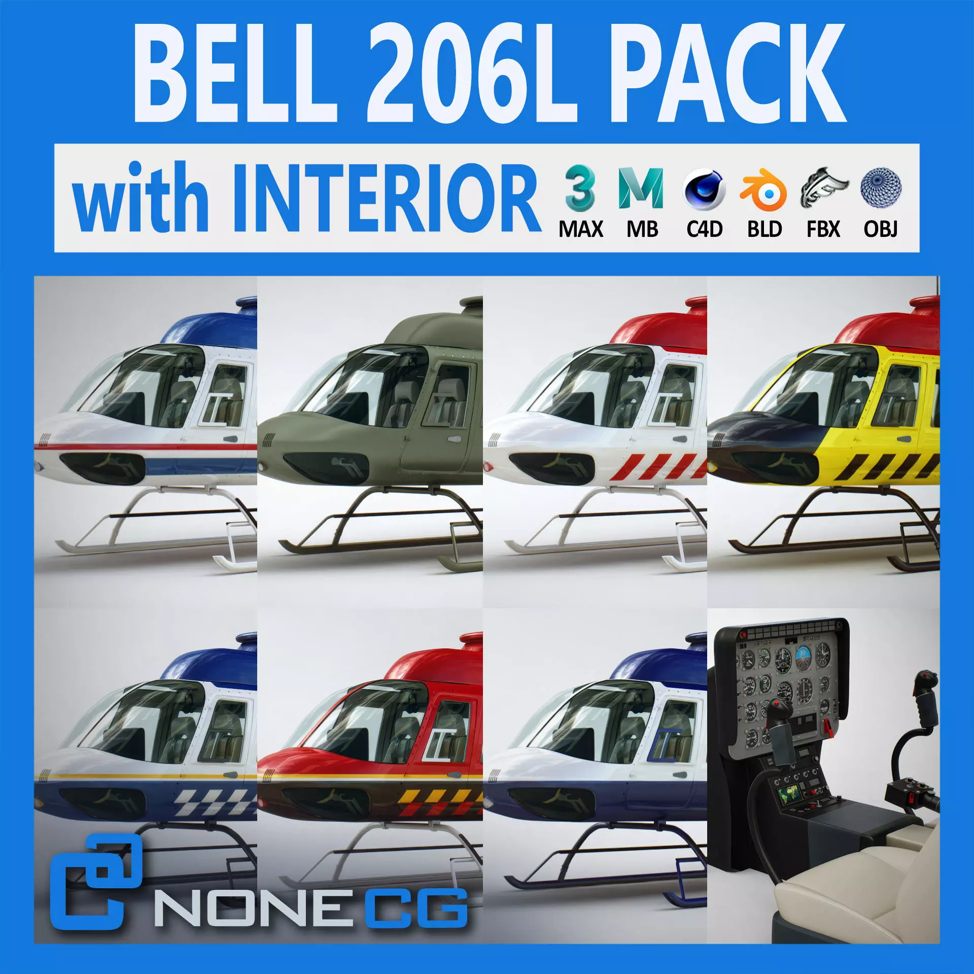 Helicopter Bell 206L Pack 3D model_0
