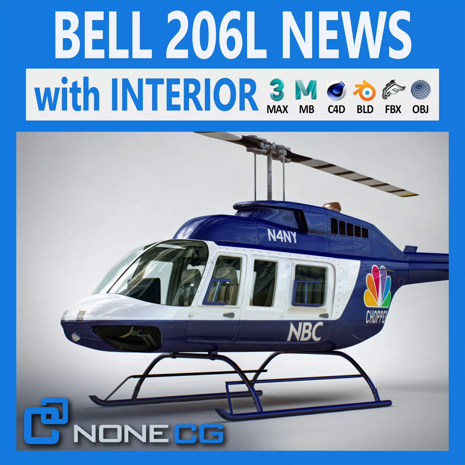 Helicopter Bell 206L News 3D model_0