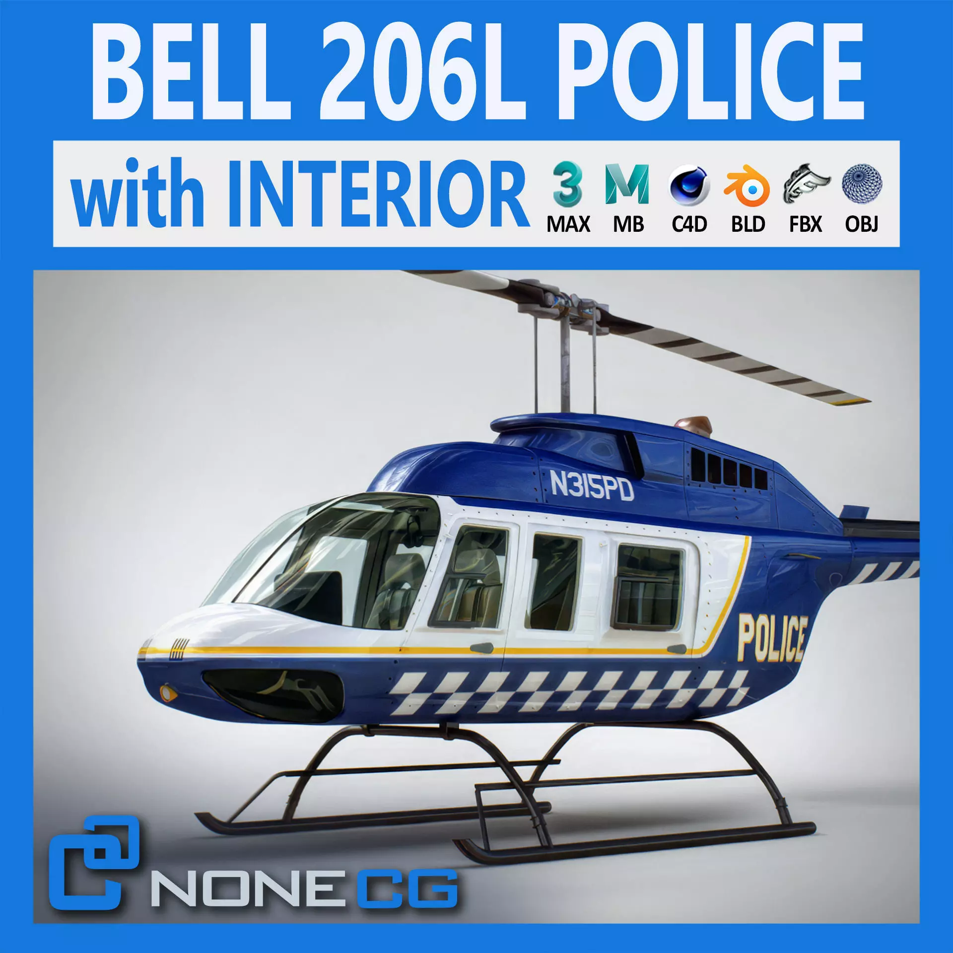 Helicopter Bell 206L Police 3D model