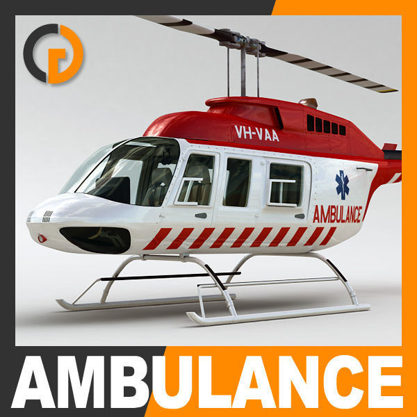 Helicopter Ambulance Bell 206L with Interior
