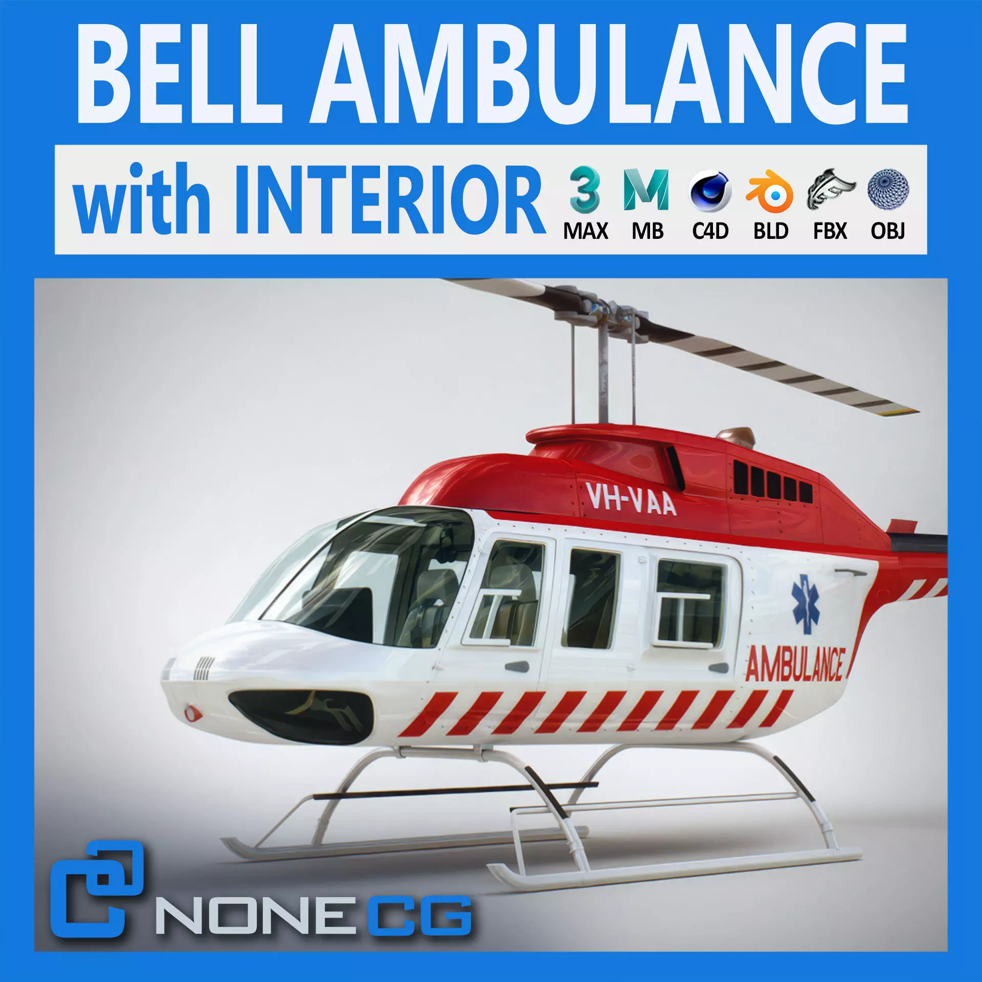 Helicopter Bell 206L Ambulance 3D model_0