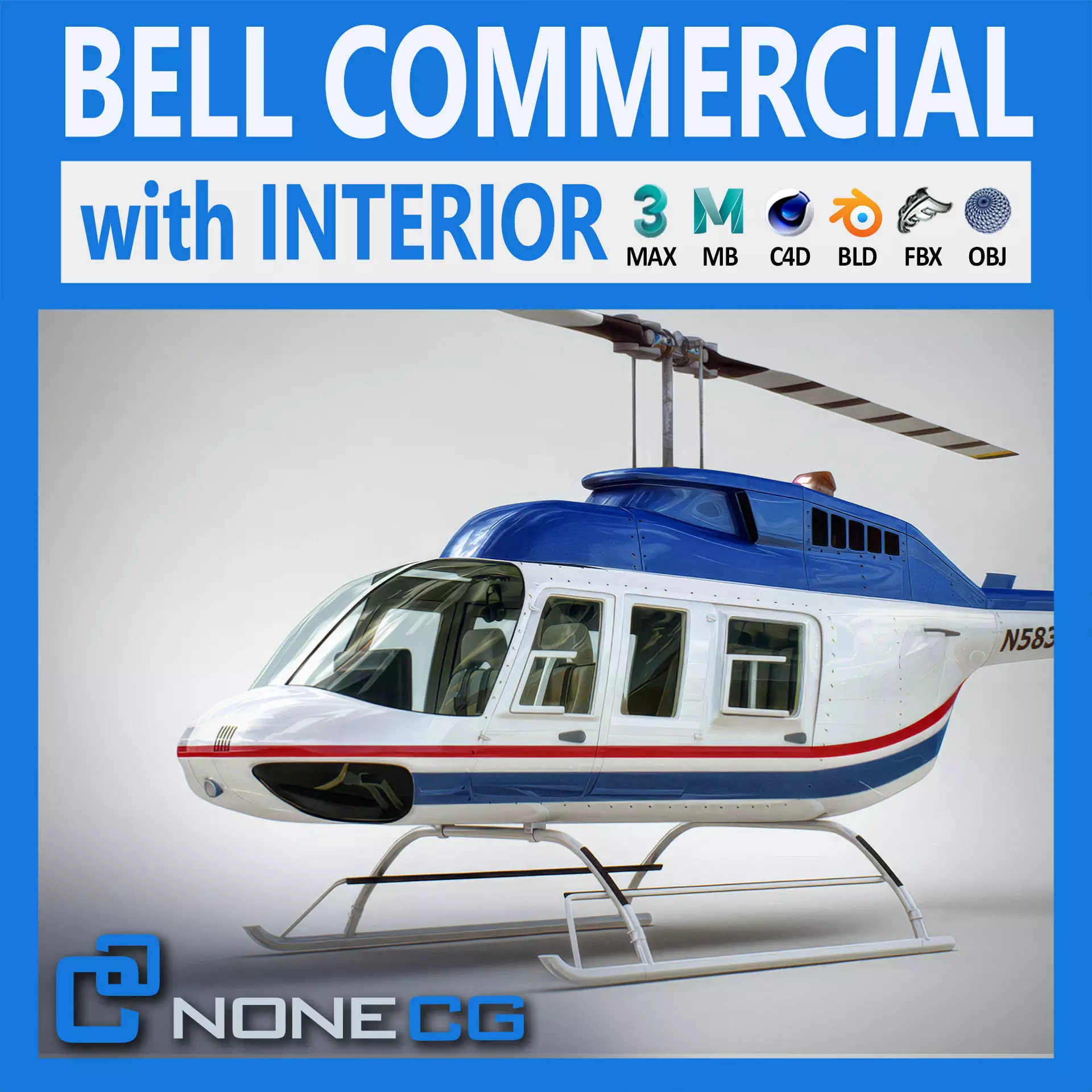 Helicopter Bell 206L Commercial 3D model_0