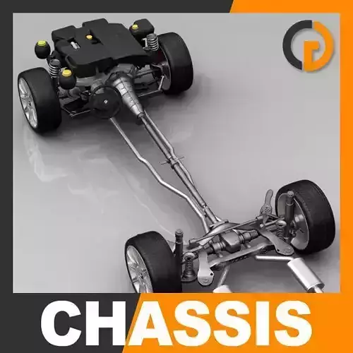 Car Chassis and Engine 3D model