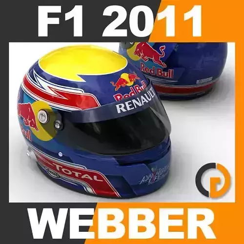 Helmet F1 2011 Mark Webber 3D model