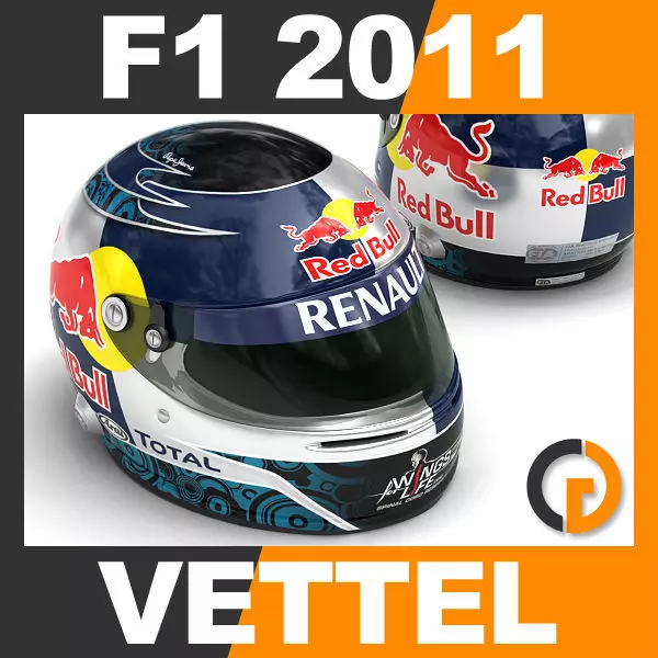 Helmet F1 2011 Sebastian Vettel 3D model_0