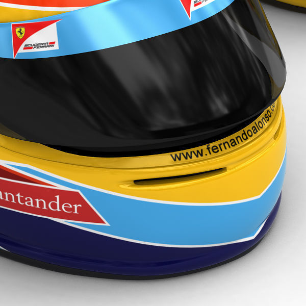 Helmet F1 2011 Fernando Alonso and Felipe Massa 3D model_13