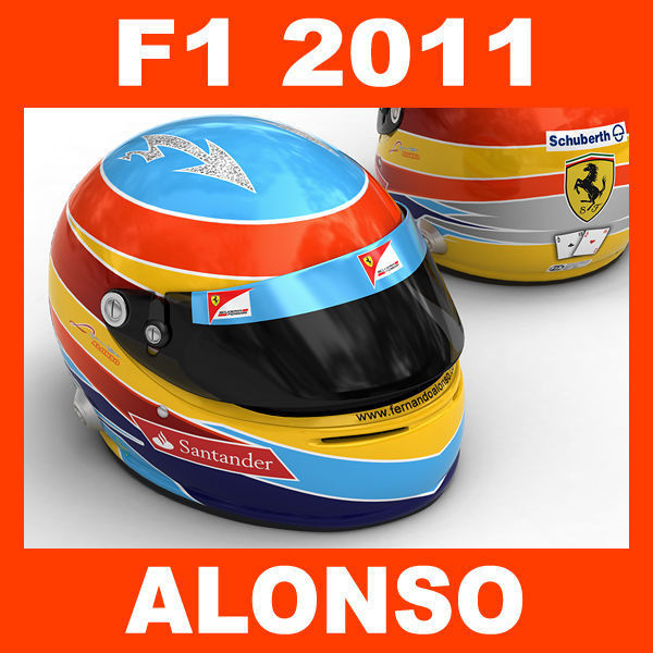Helmet F1 2011 Fernando Alonso and Felipe Massa 3D model_1