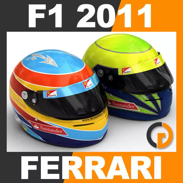 Helmet F1 2011 Fernando Alonso and Felipe Massa 3D model_0