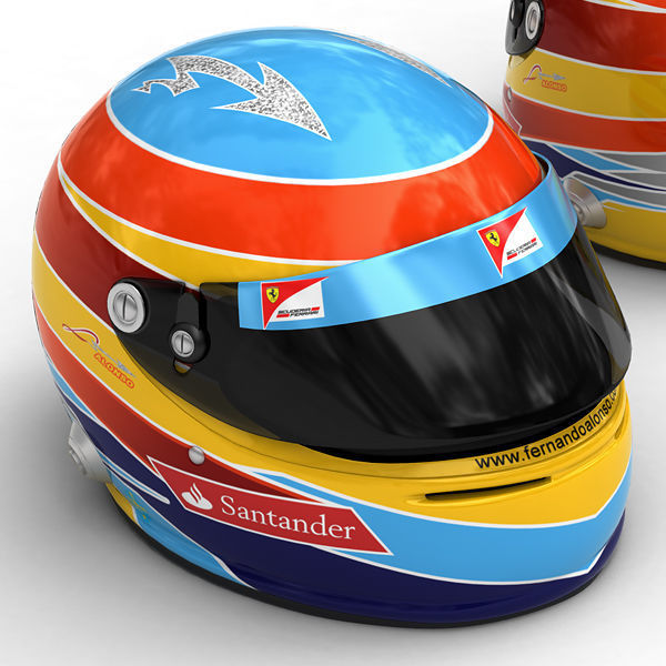 Helmet F1 2011 Fernando Alonso and Felipe Massa 3D model_3