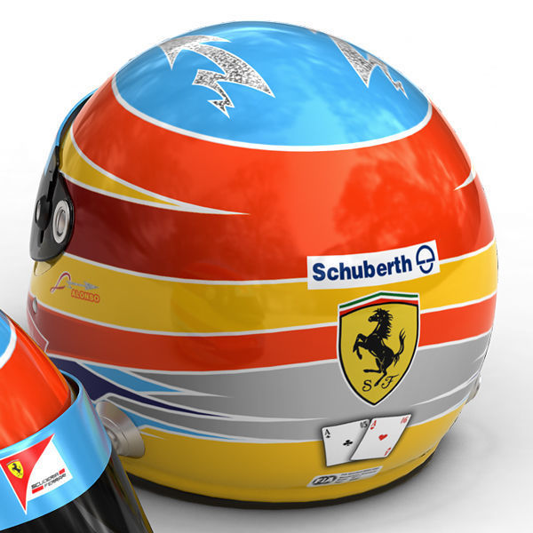 Helmet F1 2011 Fernando Alonso and Felipe Massa 3D model_5