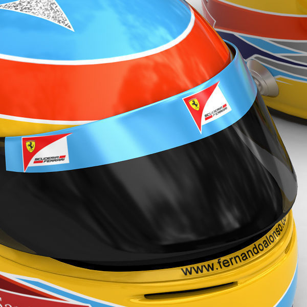 Helmet F1 2011 Fernando Alonso and Felipe Massa 3D model_7