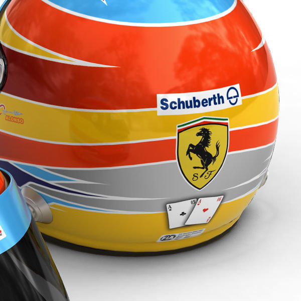 Helmet F1 2011 Fernando Alonso and Felipe Massa 3D model_15