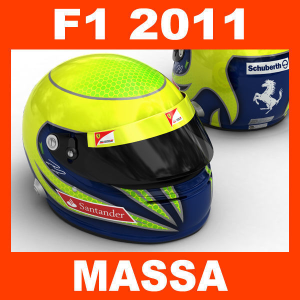 Helmet F1 2011 Fernando Alonso and Felipe Massa 3D model_2