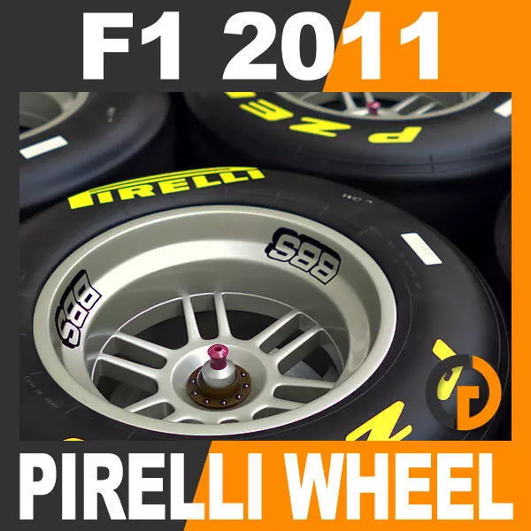 F1 Pirelli Dry Slick Tire and Wheel 3D model