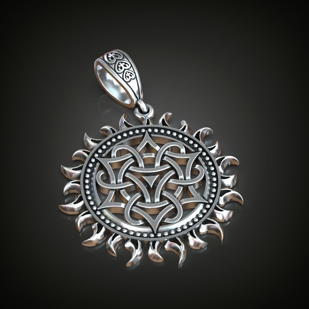 Pagan Pendant sun nordic symbol 3D print model_1