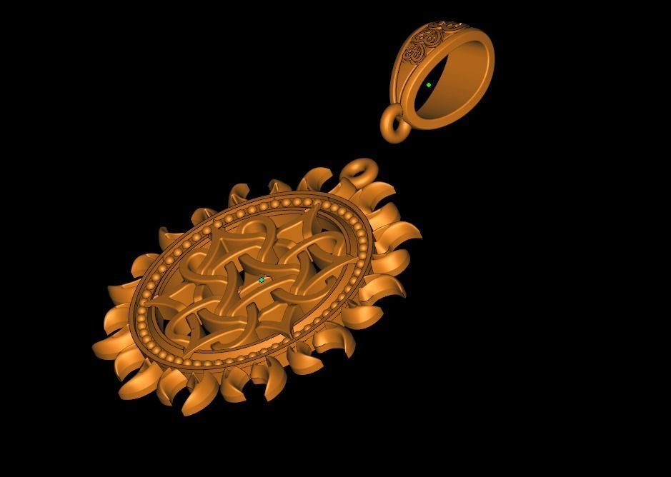 Pagan Pendant sun nordic symbol 3D print model_9