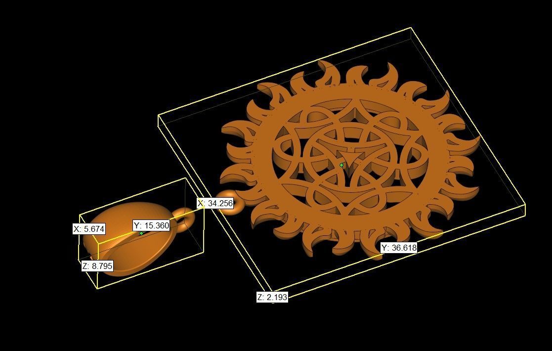 Pagan Pendant sun nordic symbol 3D print model_5