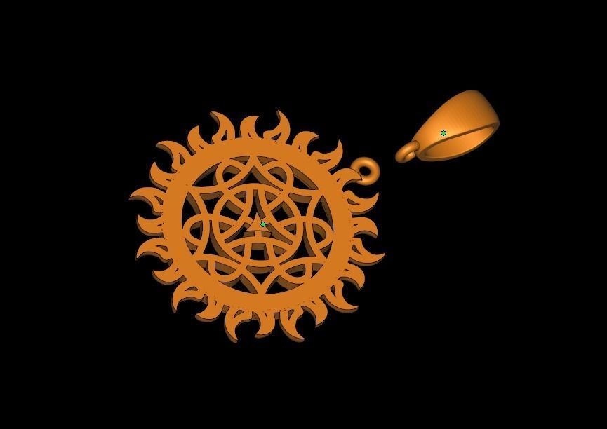 Pagan Pendant sun nordic symbol 3D print model_8