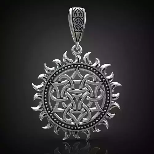 Pagan Pendant sun nordic symbol 3D print model