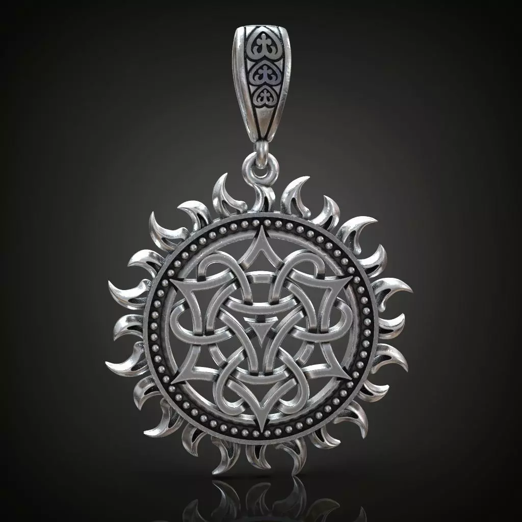Pagan Pendant sun nordic symbol 3D print model_0