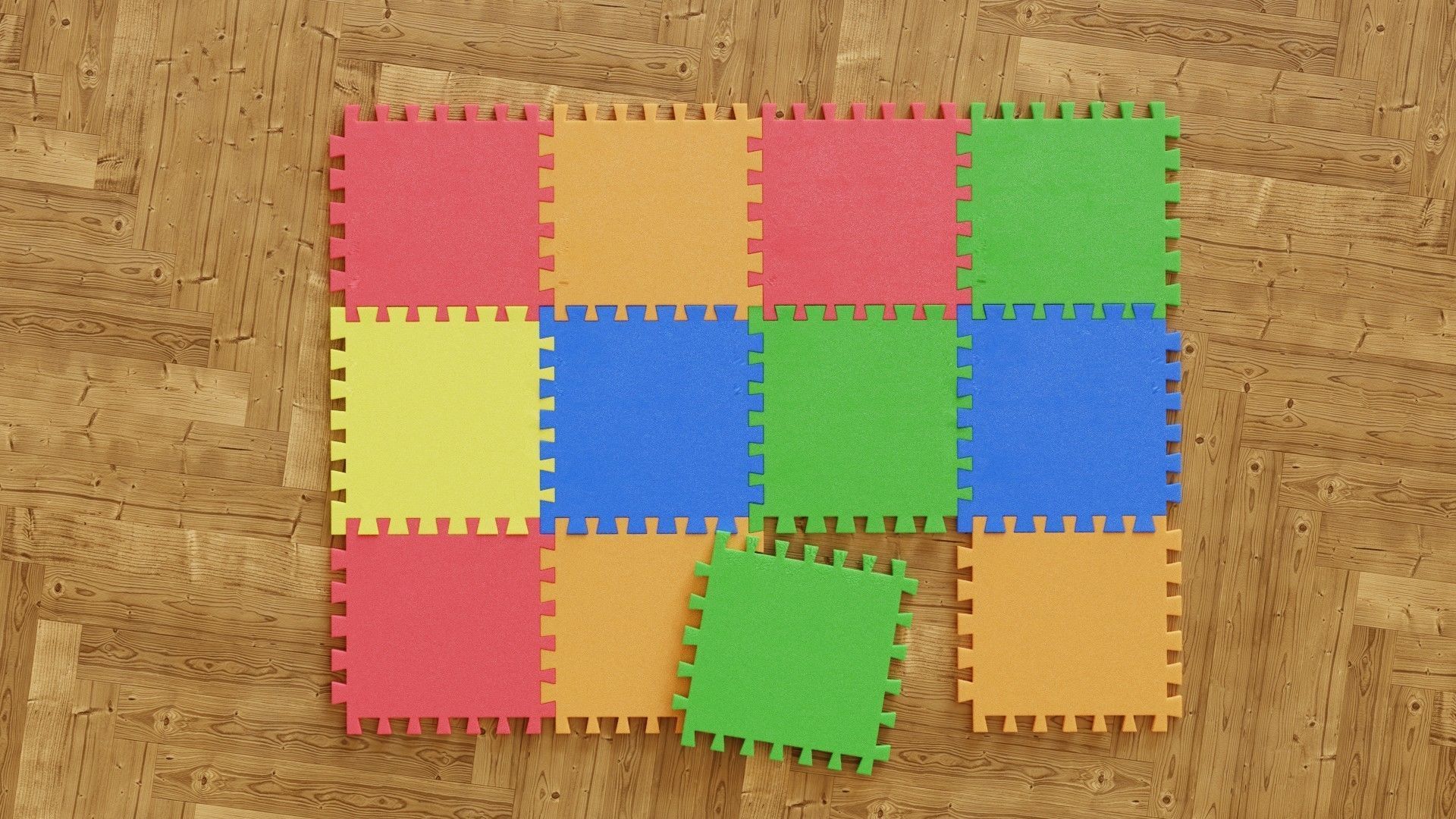 Floor Puzzle decoration 3D model_1