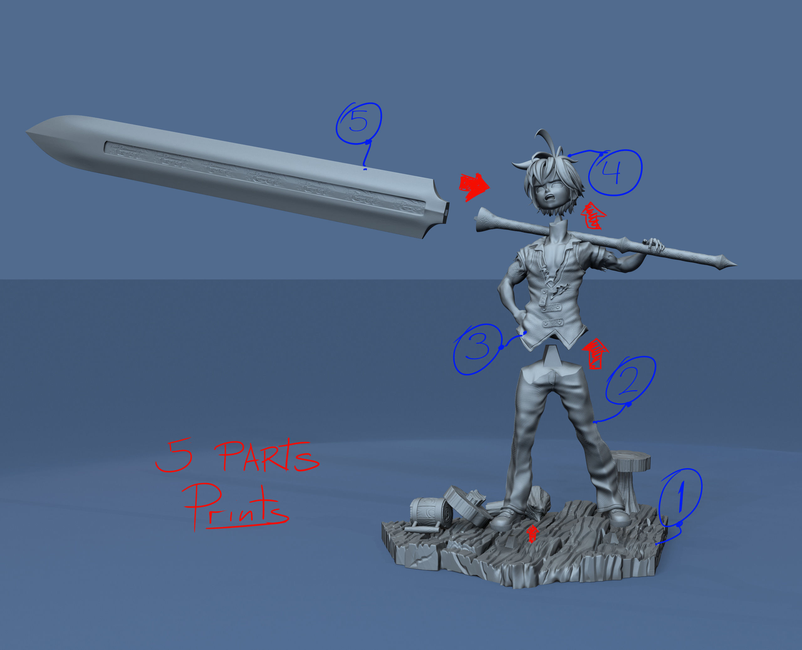 Meliodas Seven dead lysins fanart 3D print model_4