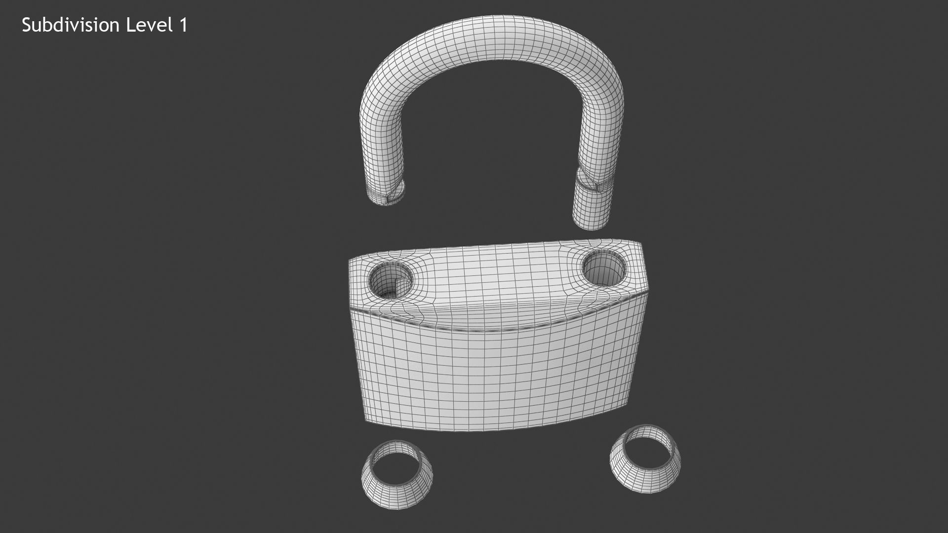 Padlock golden Low-poly 3D model_14