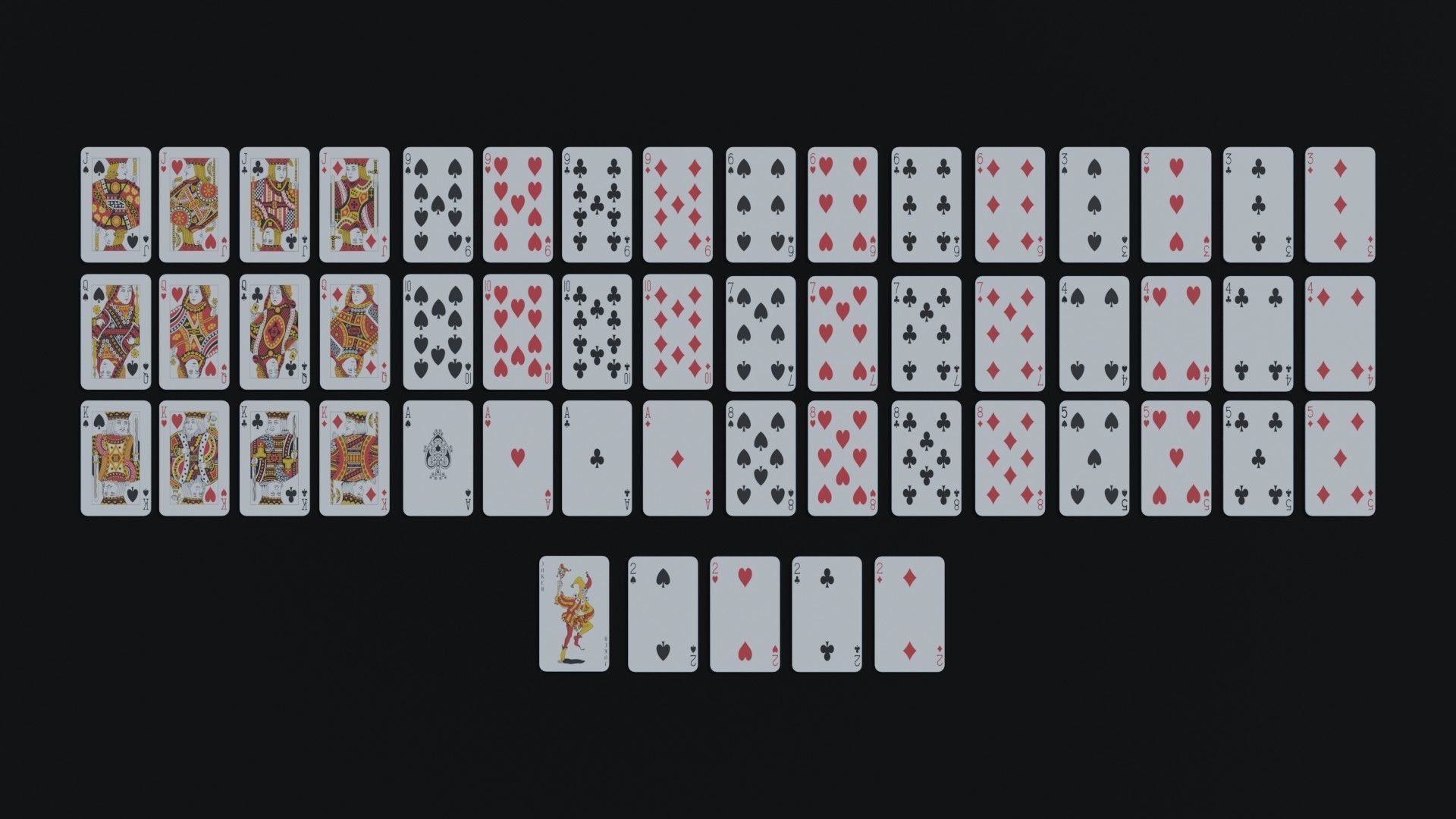 Playing cards Low-poly 3D model_1