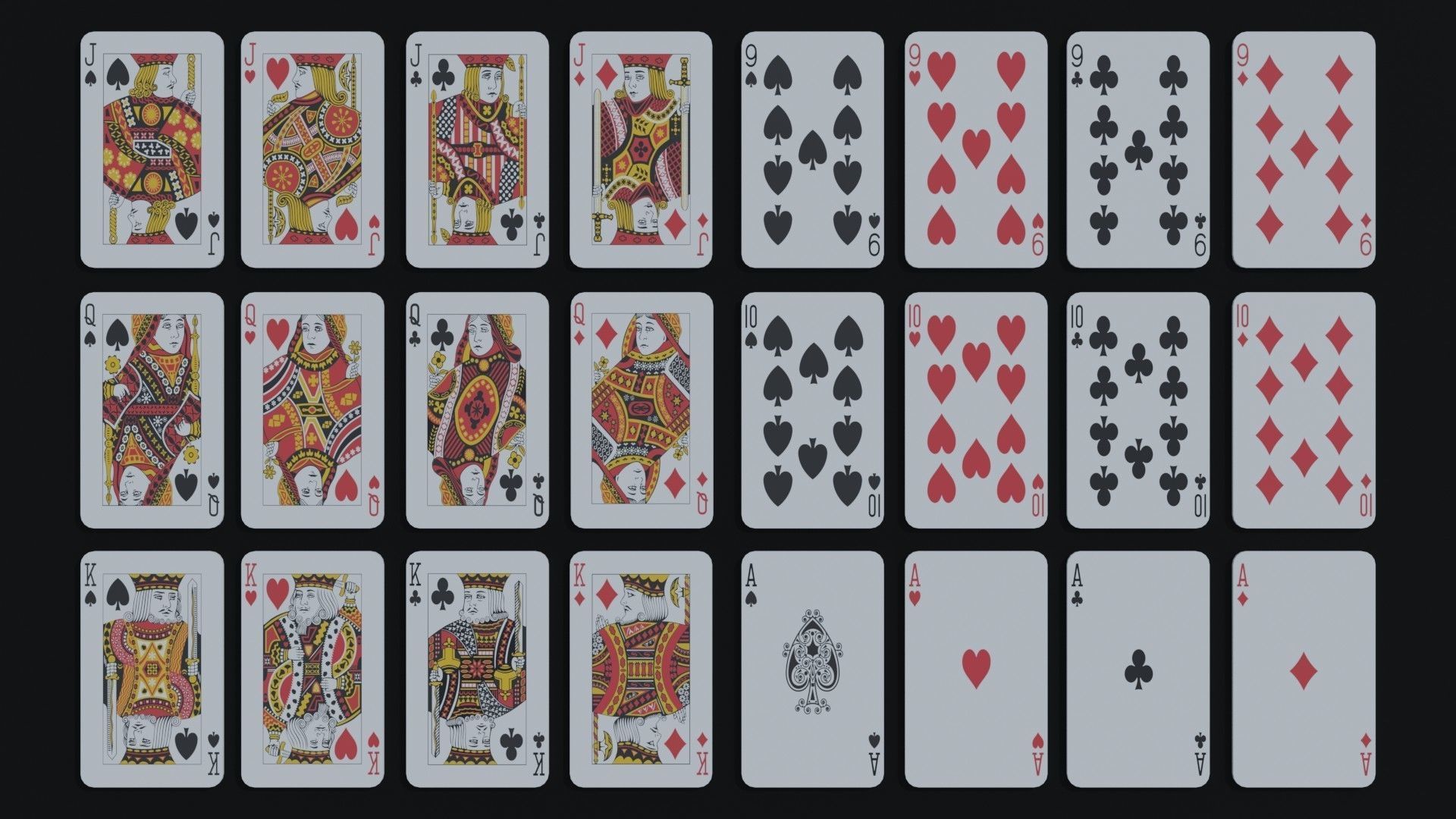 Playing cards Low-poly 3D model_2