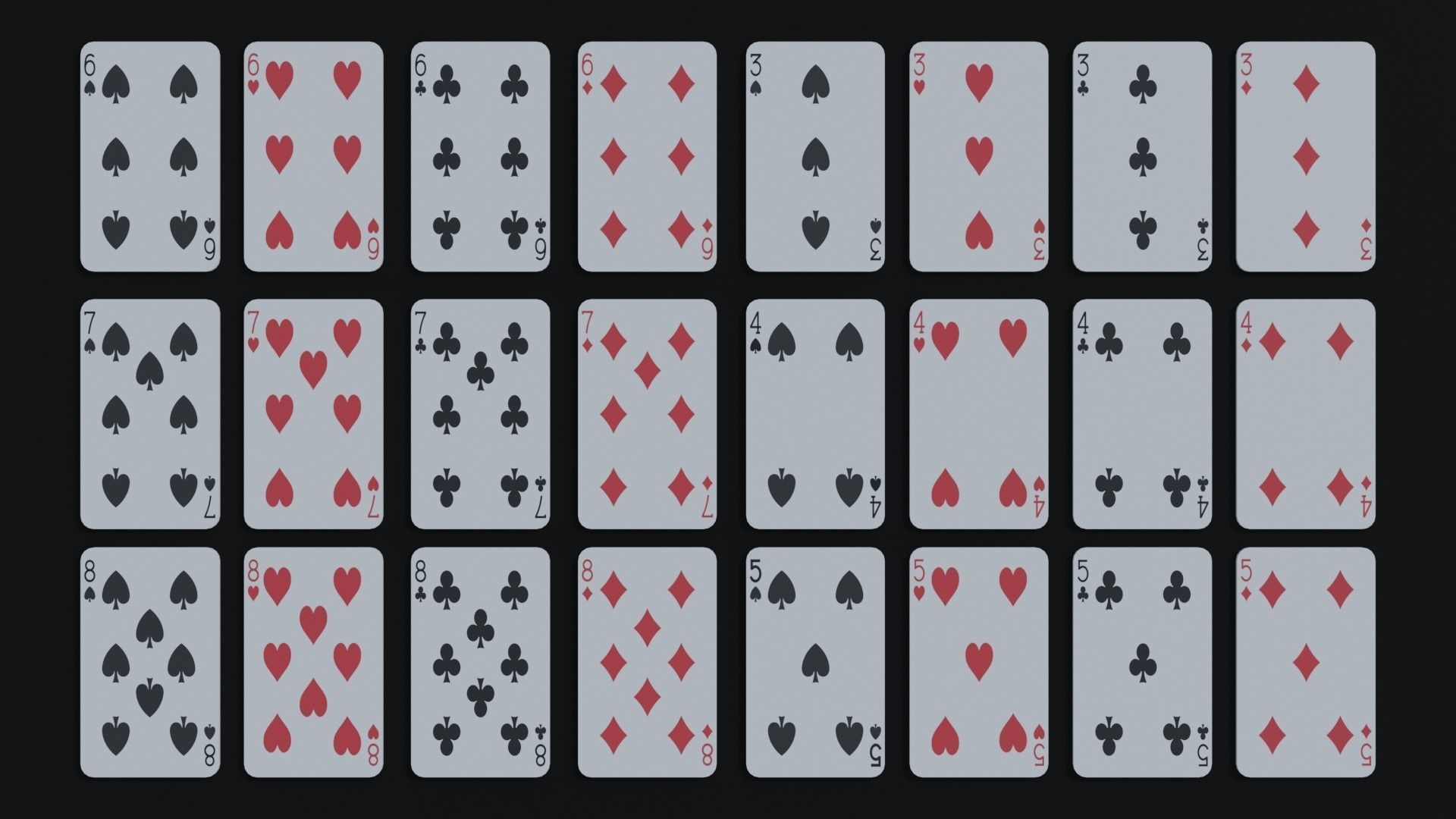 Playing cards Low-poly 3D model_3