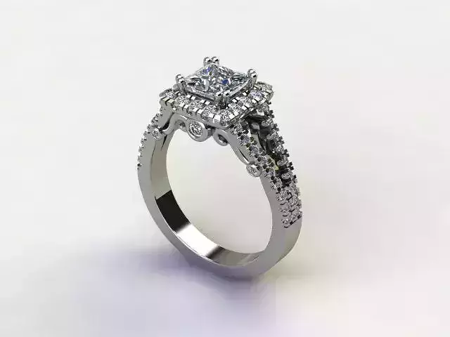 10093 diamond halo engagement ring