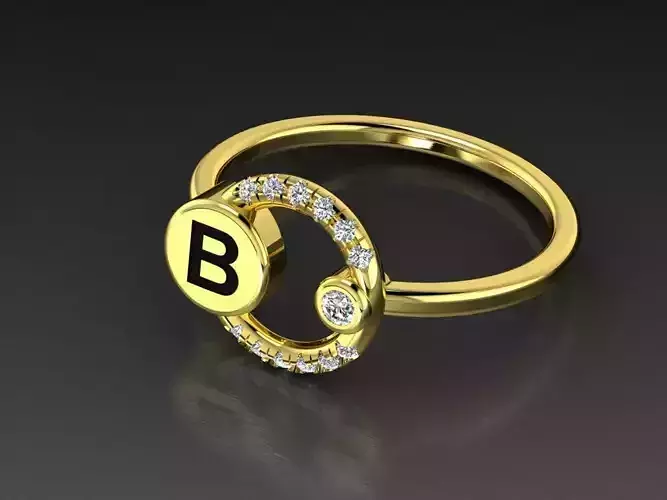 Alphabet Jewelry Rings Letter B
