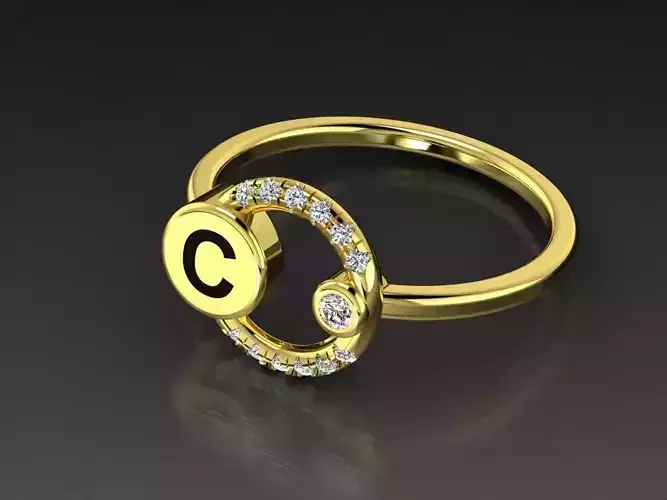 Alphabet Jewelry Rings Letter C