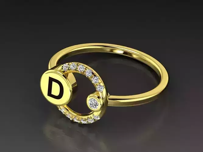 Alphabet Jewelry Rings Letter D