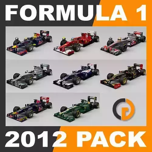 F1 2012 Cars and Helmets 3D model