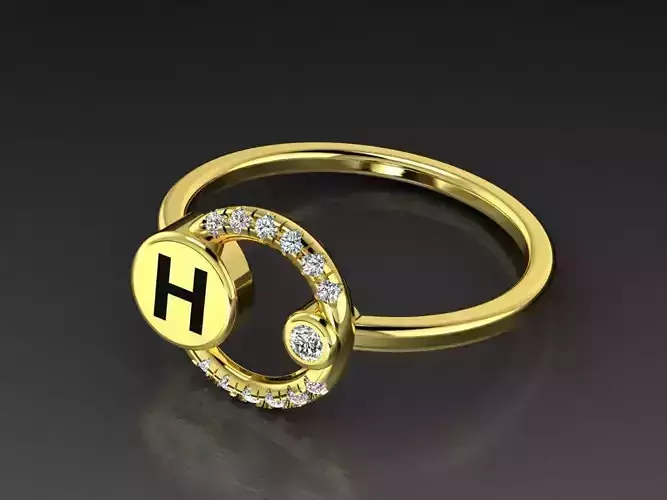 Alphabet Jewelry Rings Letter H