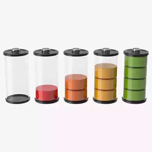 Battery Icon Set Low-poly 3D model