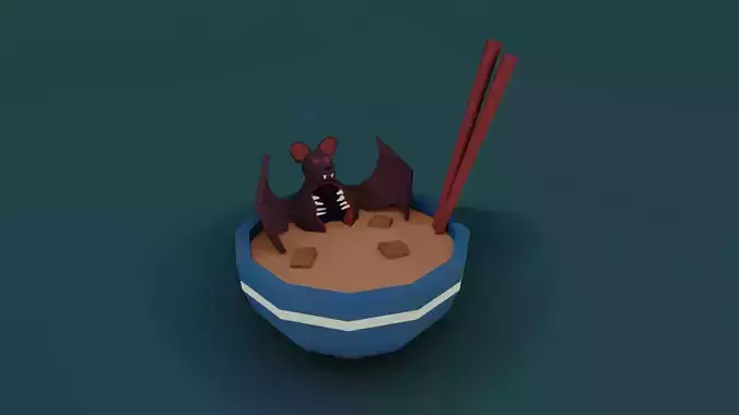 Stylized low poly bat soup